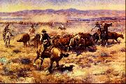 Charles M Russell The Round Up Norge oil painting reproduction